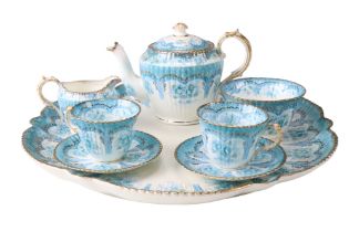 An early 20th Century H M Williamson & Sons cabaret tea set and tray in the pattern Athens, having