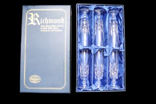 A boxed set of Bohemia Richmond champagne glasses, 17 cm