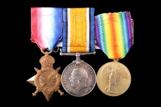 A 1914-15 Star, British War and Victory medals to 19360 Pte W Dixon, Border Regiment