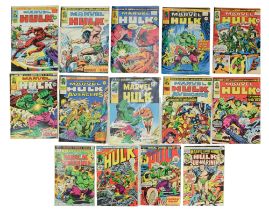 A group of 1970s Marvel The Incredible Hulk comic books comprising "The Incredible Hulk", 1973, "The