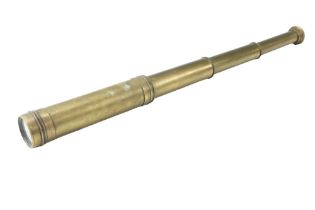 A late 19th / early 20th Century brass three-draw telescope, 41.5 cm fully extended