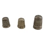 Early 20th Century "The Spa", "Royal Spa" and "Stratford-on-Avon" silver thimbles