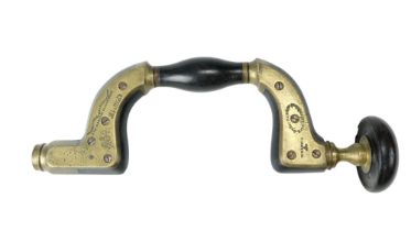 A Victorian brass-mounted ebony Ultimatum framed woodworking brace by William Marples of