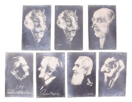 A small group of Edwardian Alpha semi-erotic Fata Morgana monochrome postcards