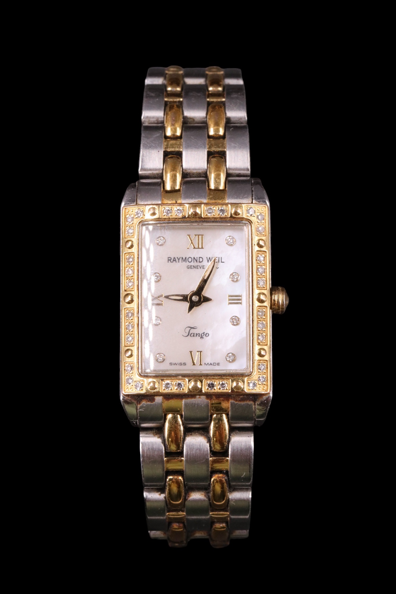 A contemporary Raymond Weil Tango lady's wristwatch having a quartz movement, rectangular mother- - Image 6 of 8