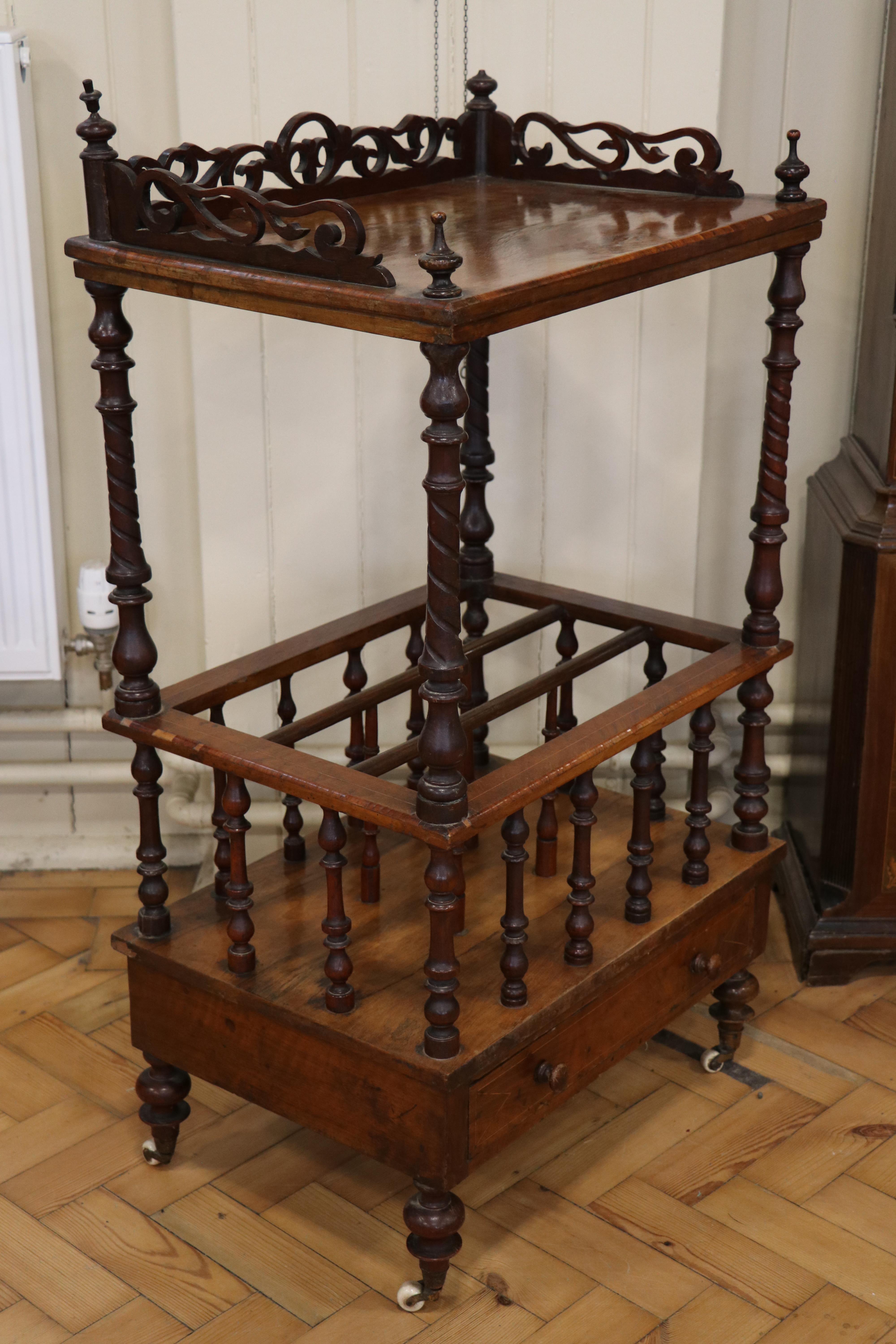 A Victorian walnut Canterbury whatnot, 56 cm x 43 cm x 102 cm - Image 3 of 4