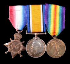 A 1914-15 Star, British War and Victory medals to 14882 Pte S Hutchinson, Border Regiment