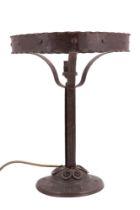 A mid-to-late 20th Century wrought metal lamp, 27 cm to socket
