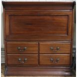 A 1920s Globe-Wernicke mahogany sectional pediment, fall-front bureau stage, drawers and base