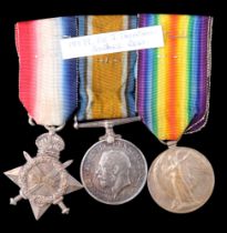 A 1914-15 Star, British War and Victory medals to 18879 A Cpl J W Thompson, Border Regiment