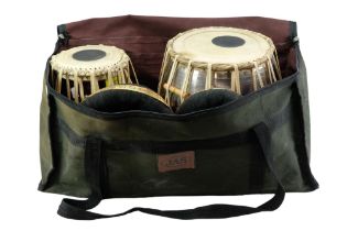 A Tabla drum set by JAS, with travel bag, largest 29 cm tall