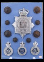 A collection of Halifax Borough Constabulary / Police badges and insignia