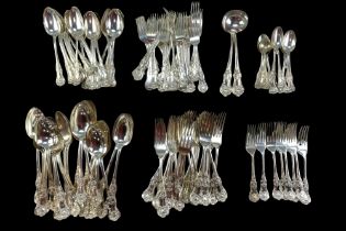 A group of late 19th / early 20th Century Queen's pattern electroplate flatware for 24 settings