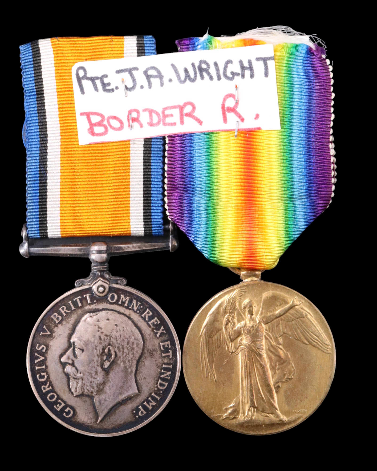 British War and Victory Medals to 35911 Pte J A Wright, Border Regiment