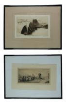 "Sterling Bridge" and "Edinburgh from Calton Hill", a pair of Scottish scenes depicting a bridge