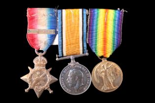 A 1914 Star, British War and Victory Medals to 7117 Pte G B Wiles, Border Regiment