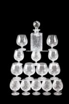An Edinburgh Crystal traditional cut glass spirit decanter together with a set of six The Burgundy