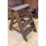 A set of late 19th / early 20th Century pine shop or warehouse steps, 68 cm