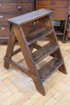 A set of late 19th / early 20th Century pine shop or warehouse steps, 68 cm