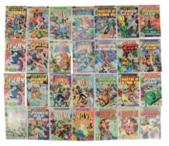 A group of 1970s Marvel comic books comprising Super-Villan Team-Up, The Hands of Shang-Chi The