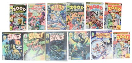 A group of 1970s Marvel comic books comprising 2001: A Space Odyssey, War of the Worlds and Weird