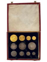 A Queen Victoria 1887 Jubilee eleven-coin specimen set, comprising gold five pounds, two pounds,