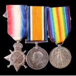 A 1914-15 Star, British War and Victory medals to 13144 Pte W Miller, Border Regiment