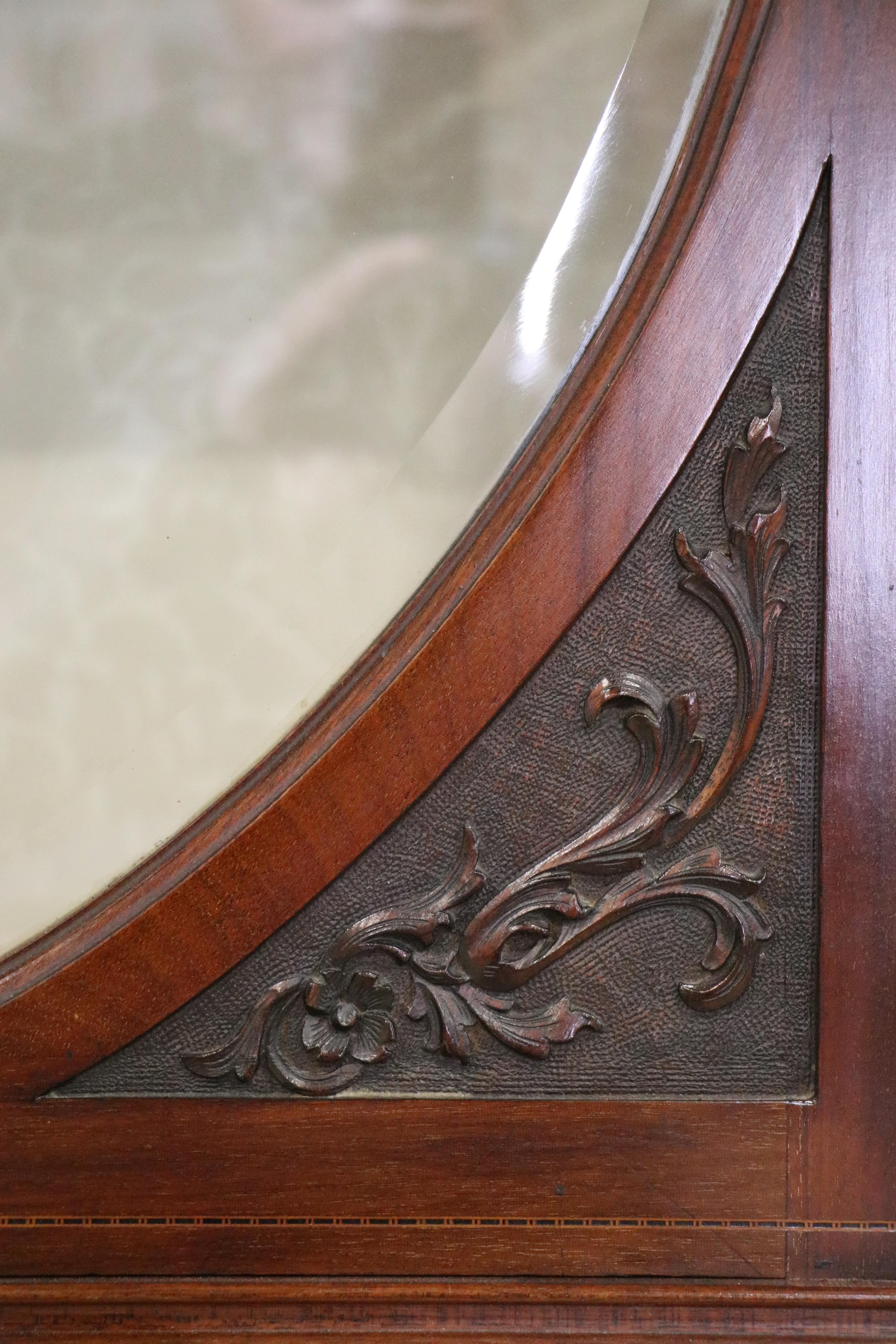 A late 19th / early 20th Century string-inlaid and carved mahogany display cabinet, 123 cm x 44 cm x - Image 3 of 5