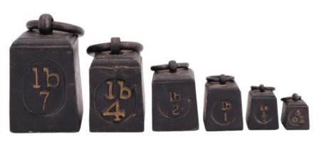 Six Post Office weights, 4oz - 7Ib