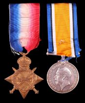 A 1914-15 Star and British War Medal to 17575 Pte G E Dobinson, Border Regiment