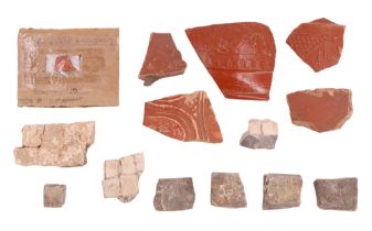 A collection of Romano-Britannic Samian ware potsherds and mosaic tesserae