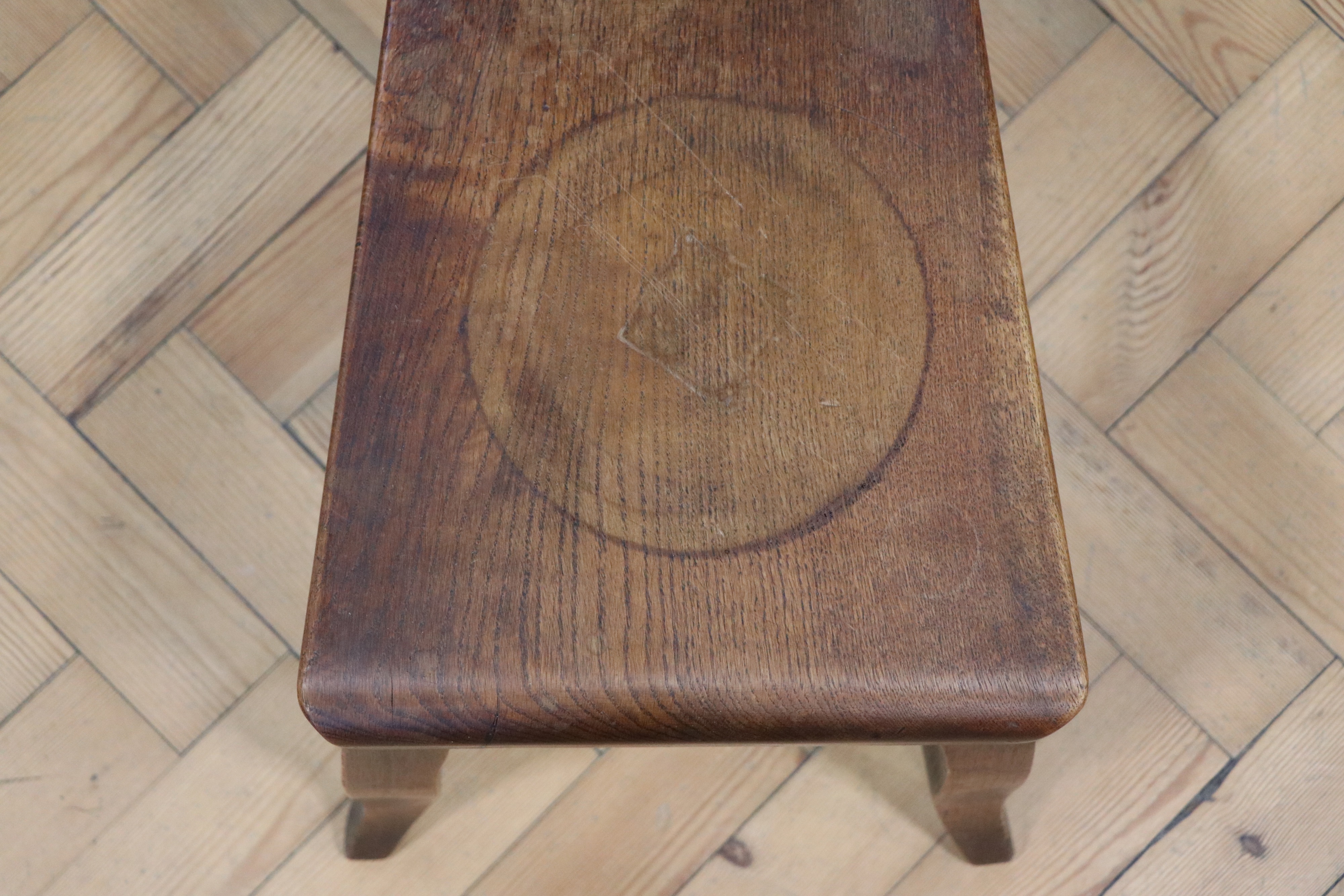 A 1944 carved oak spinning stool, 91 cm - Image 4 of 4