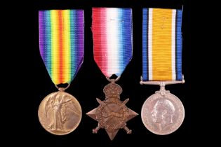 A 1914-15 Star, British War and Victory Medals to 7615 Cpl B Blackburn, Northumberland Fusiliers