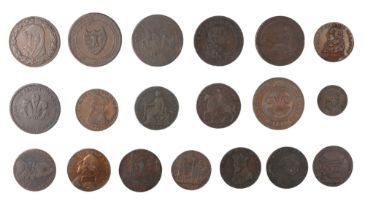 A collection of Georgian copper Conder tokens including a 1794 Thomas Hardy "Tried For High Treason"