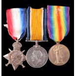 A 1914-15 Star, British War and Victory medals to 23056 Pte F A Seaman, Border Regiment