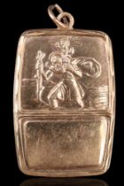 A 1980s 9 ct gold St Nicholas pendant, Birmingham, 1982, 3.32 g, 20 mm x 28 mm