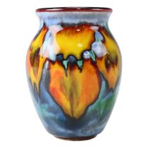 A 1980s Poole Pottery Living Glaze vase in the pattern Wild Poppy, numbered 193 to base, height 10