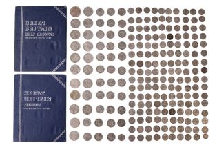 A group of pre-1947 GB silver coins together with two coin albums for Florins and Half Crowns,