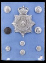 A collection of Wakefield City Police badges and insignia
