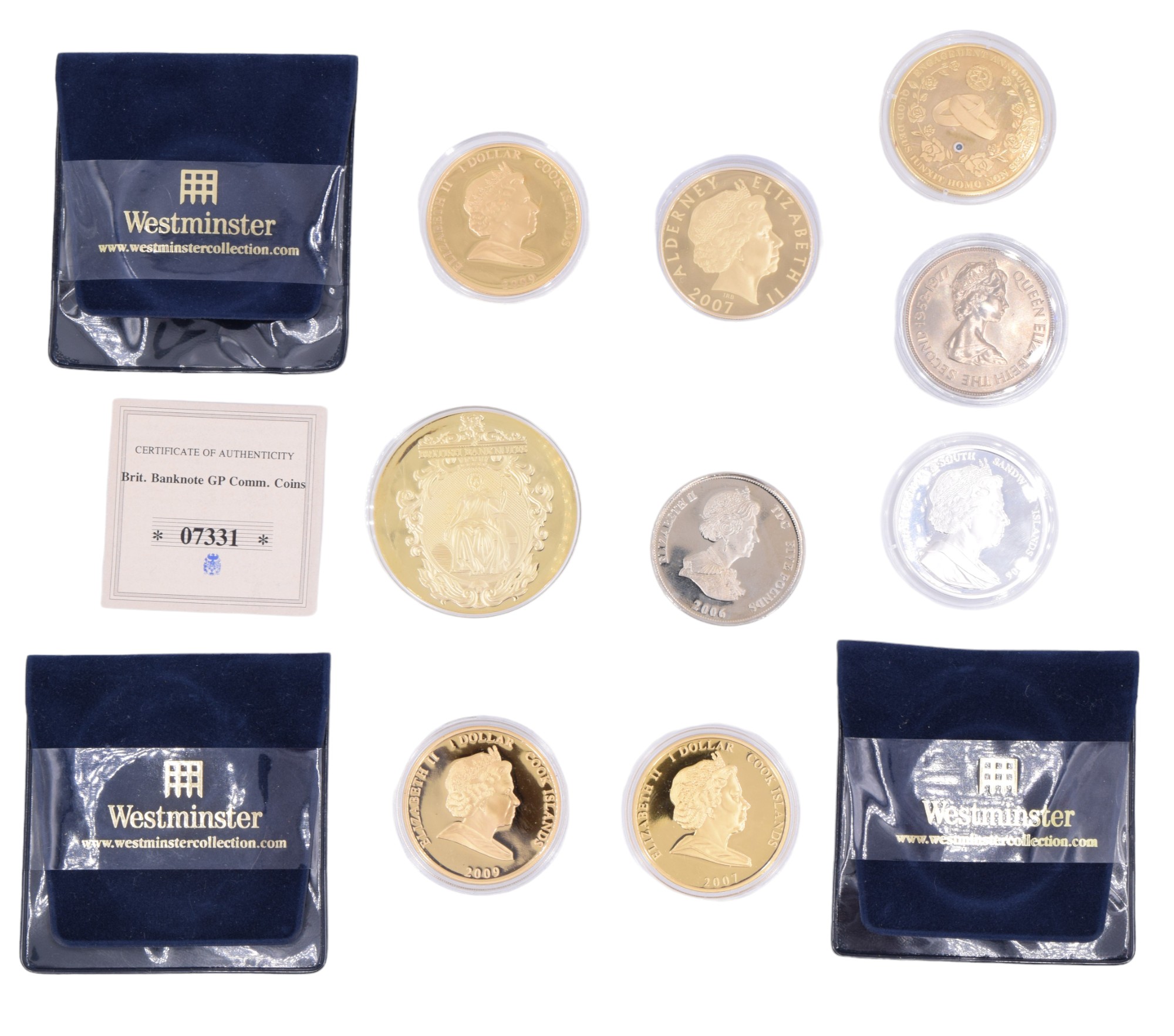 A group of commemorative coins and exonumia including a 2007 gold-plated silver Henry VIII five - Image 7 of 14