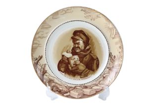 A Winton Bruce Bairnsfather plate depicting Old Bill eating jam, diameter 19 cm