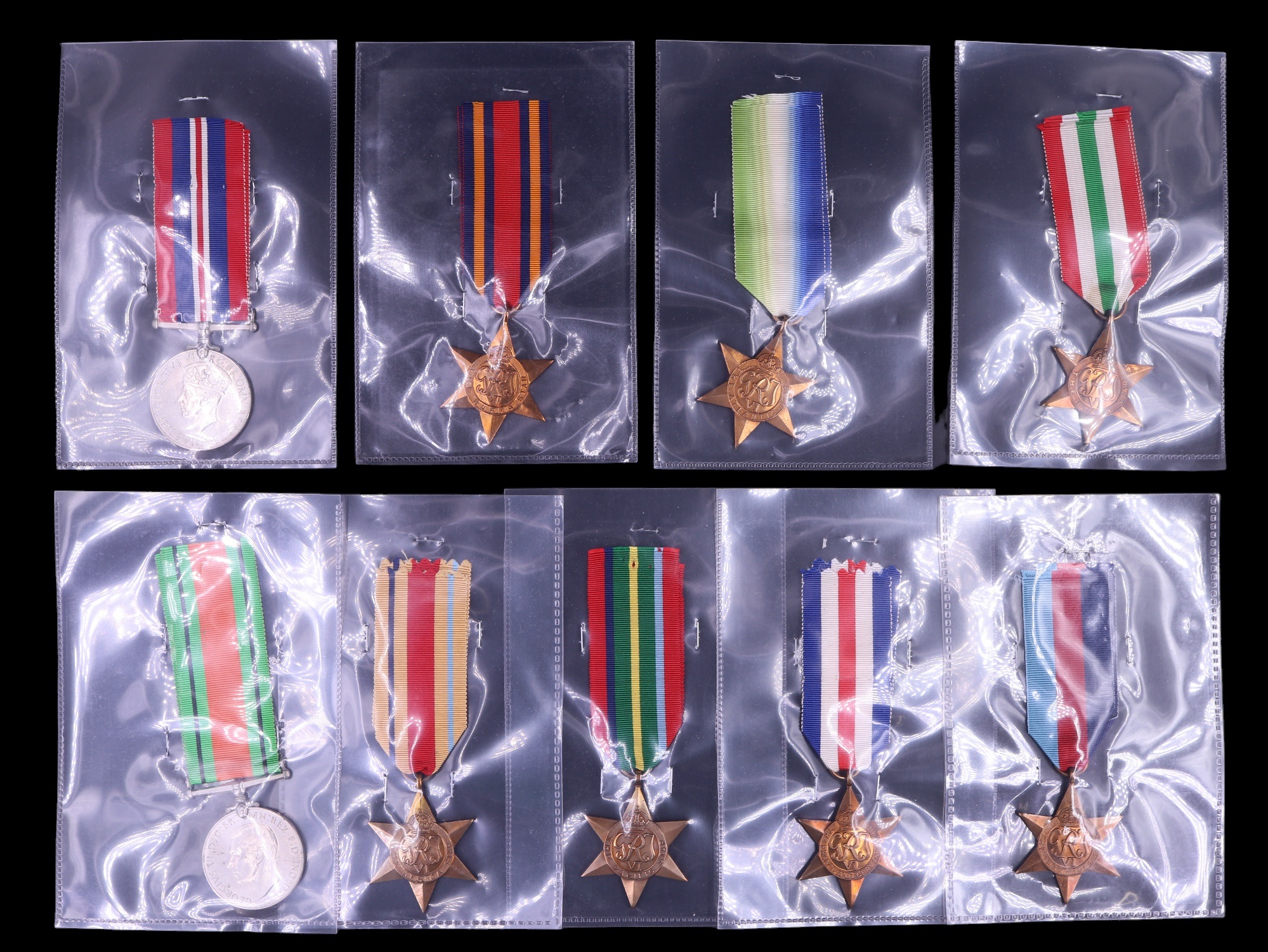 A group of Second World War campaign medals including Burma and Pacific Stars