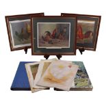 A group of "Old English Game" lithographic prints by Herbert Atkinson (1863-1936), three in card