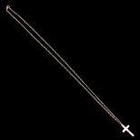 A 9ct gold cross and fine fetter-link neck chain, 28 mm, 54 cm, 4.3 g