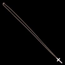 A 9ct gold cross and fine fetter-link neck chain, 28 mm, 54 cm, 4.3 g