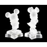 Goebel Crystal Mickey and Minnie Mouse glass figurines, tallest 15 cm
