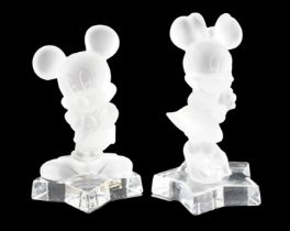 Goebel Crystal Mickey and Minnie Mouse glass figurines, tallest 15 cm