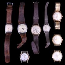 A group of vintage wristwatches including a MuDu doublematic, two rolled-gold watches, an Ingersoll,