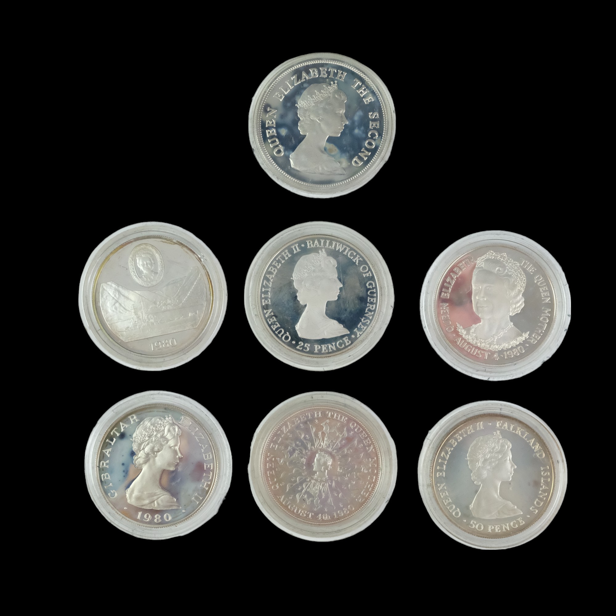 A Royal Mint 1980 Her Majesty Queen Elizabeth the Queen Mother 1 oz coin collection - Image 3 of 10