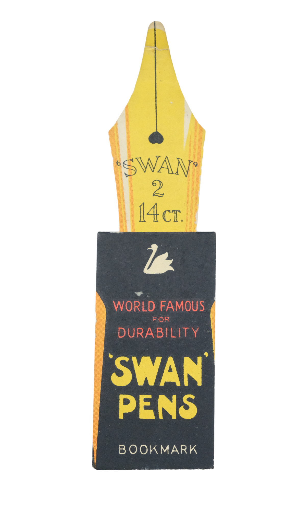 A 1920s Swan Pens and Charles Thurnam & Sons of Carlisle promotional printed bookmark
